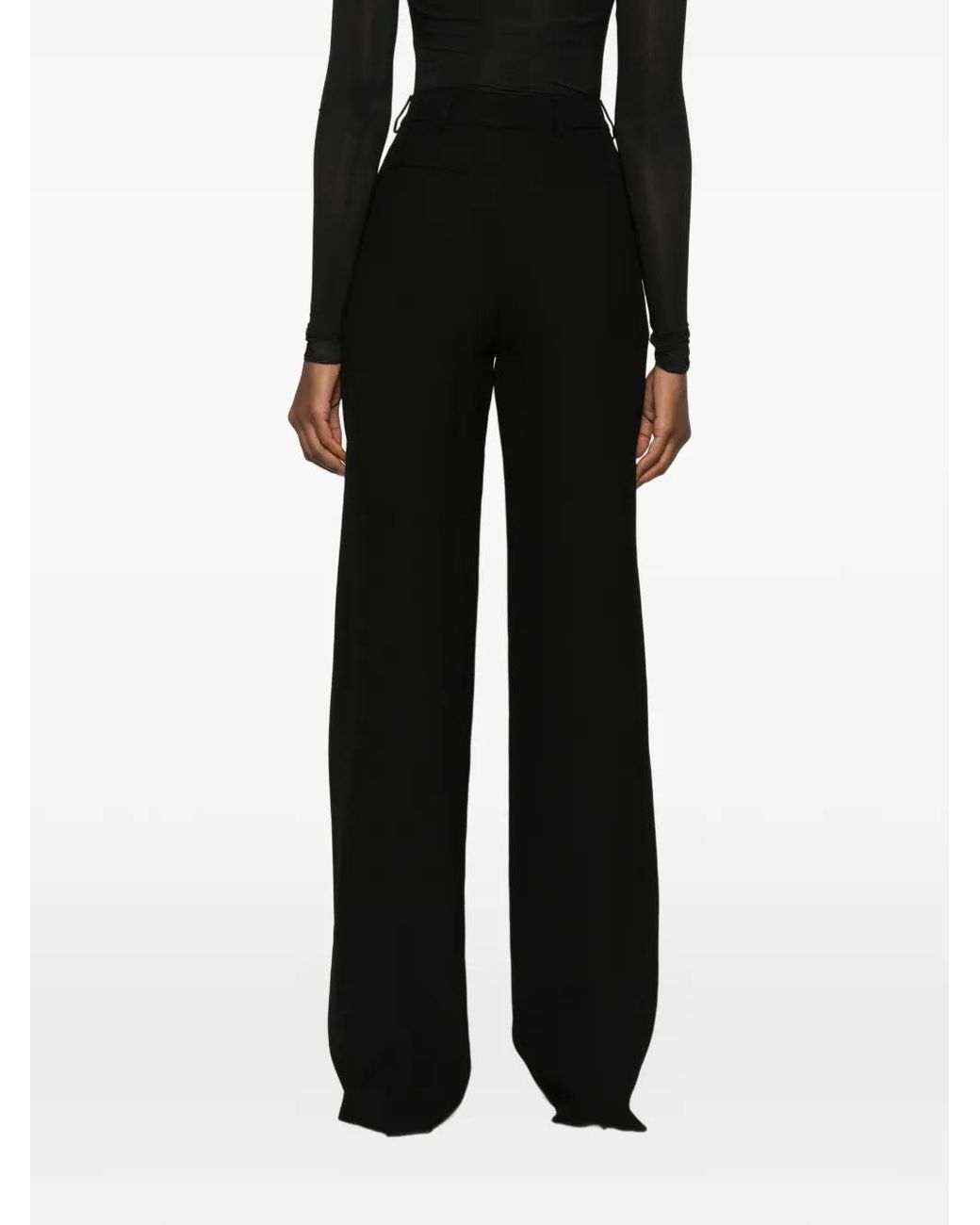 Saint Laurent Black Pleated Wide-Leg Trousers