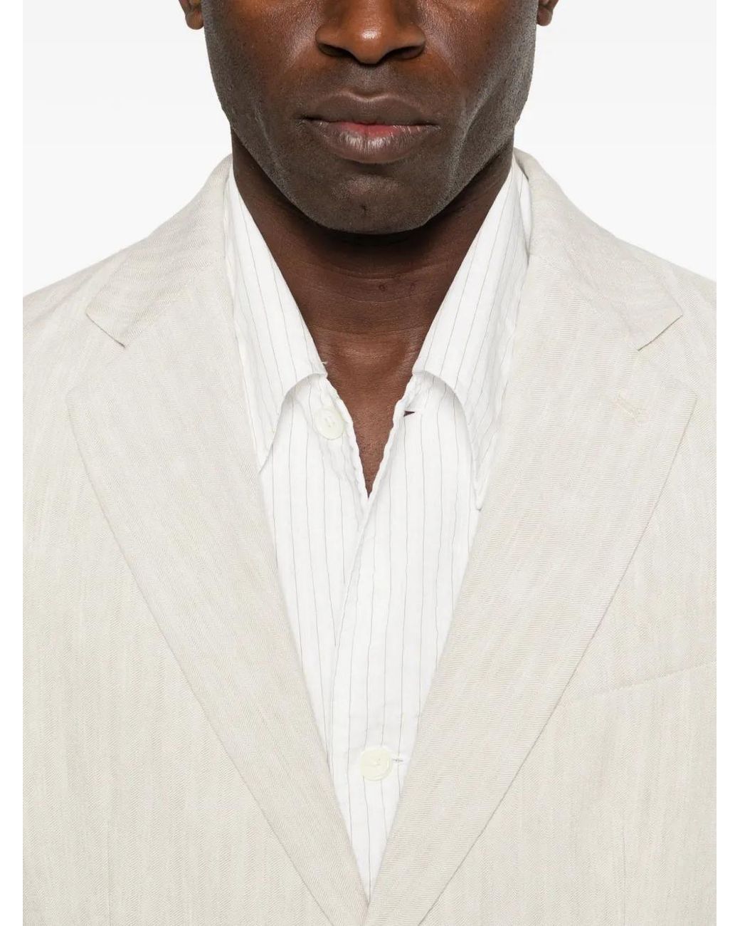 Barena White Herringbone Single-Breasted Blazer for men