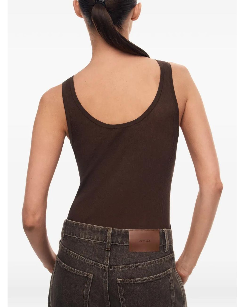 12 STOREEZ Brown Lattice Tank Top