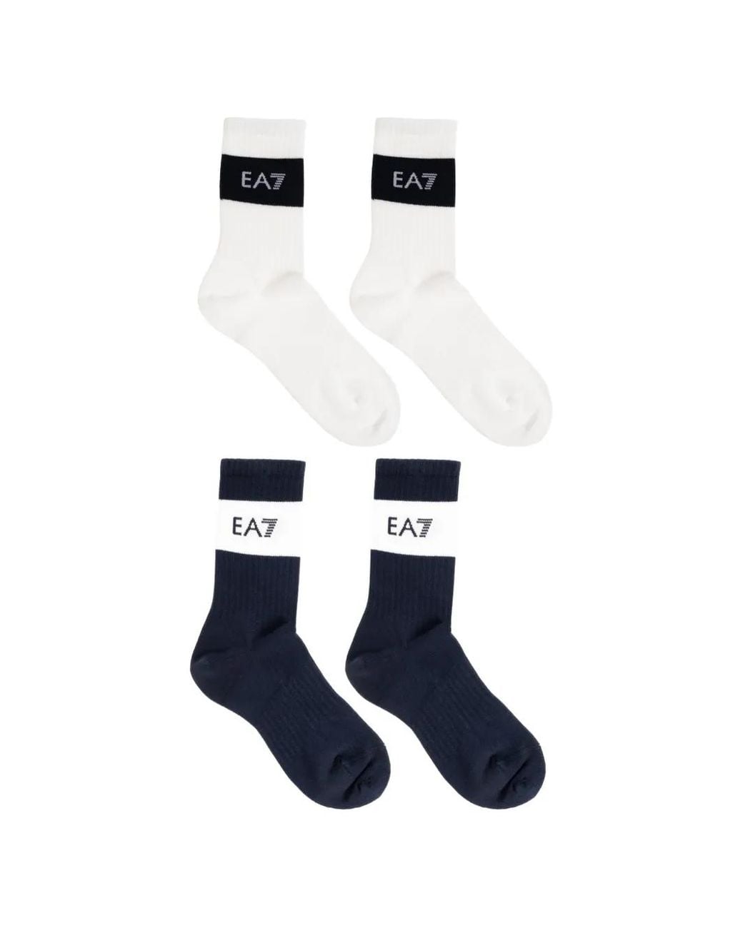 EA7 Blue Tennis Pro Logo-Print Ribbed-Knit Socks (Set Of Two)