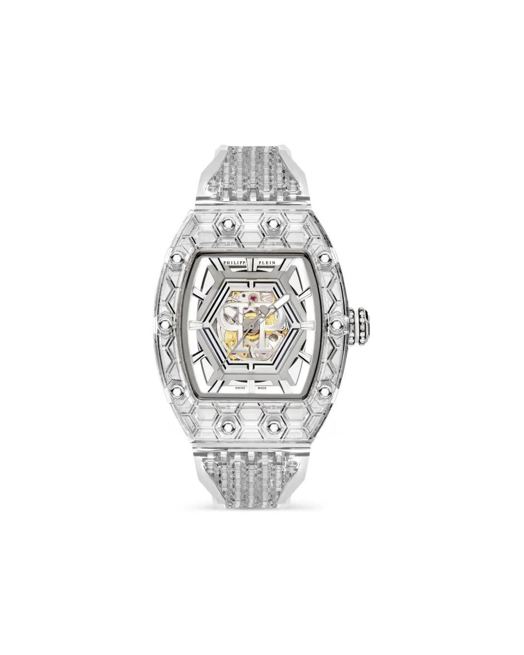 Philipp Plein White Crypto King Hexagon Ice Breaker Watch for men