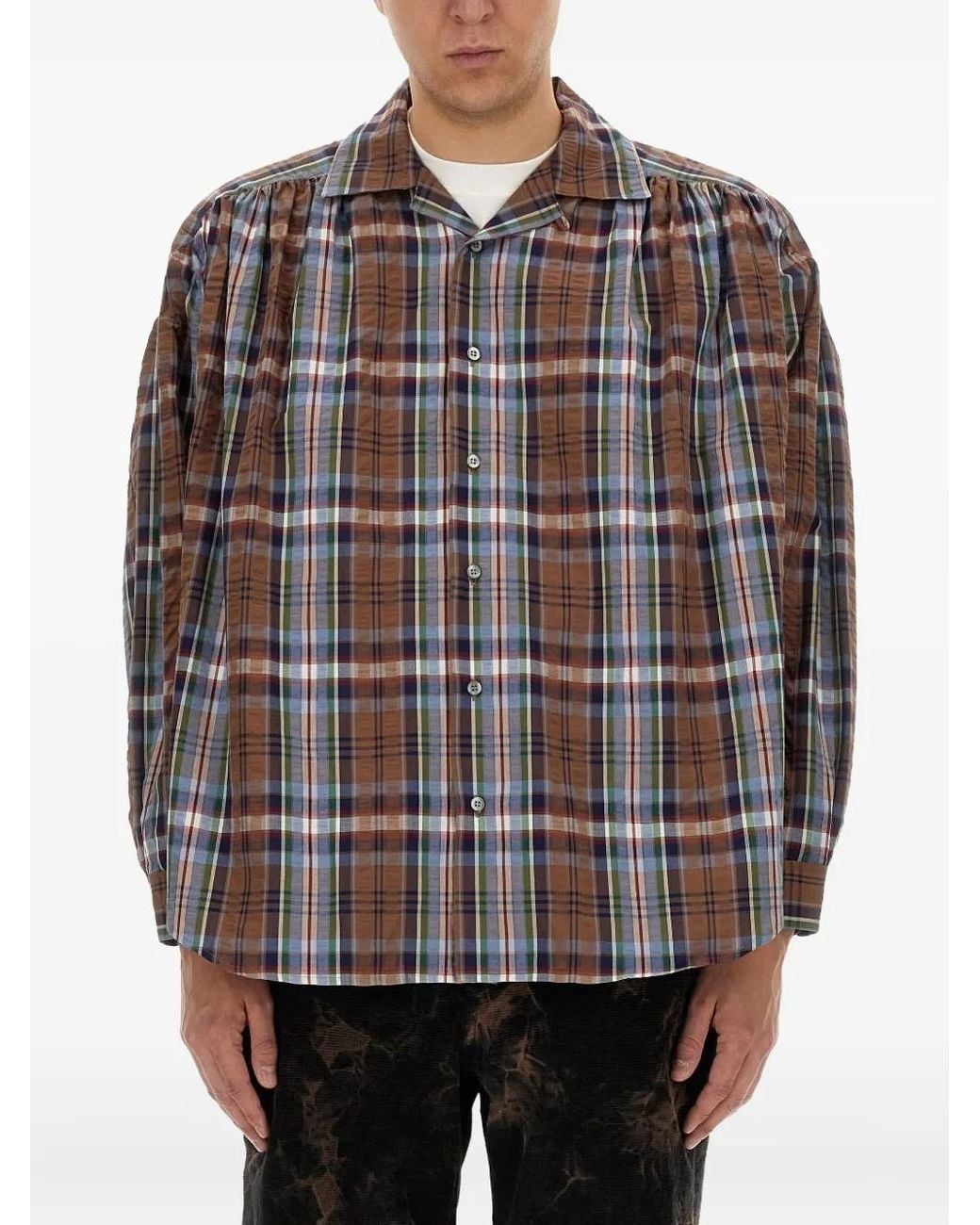 A.I.E. Gray Checked Cotton Shirt for men