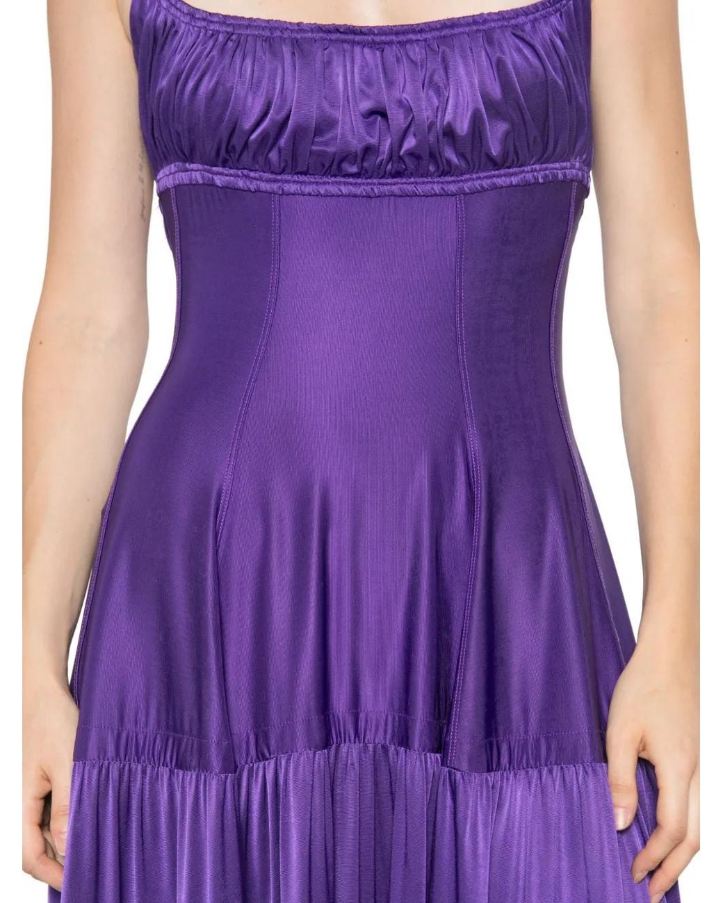 Rabanne Purple Robe Asymétrique À Fronces