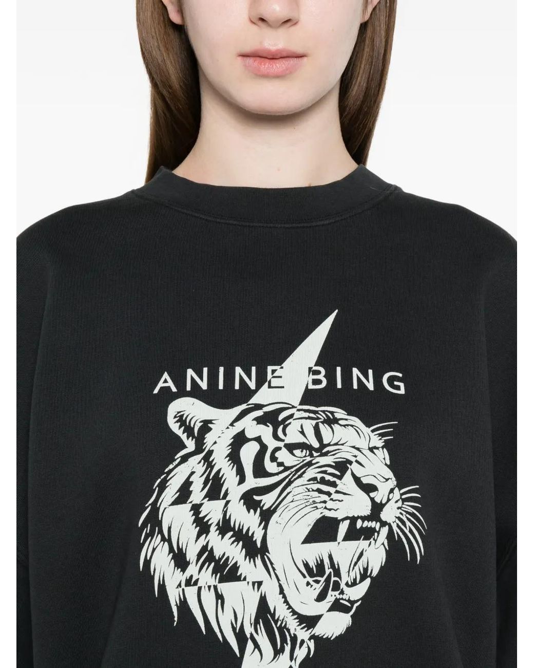 Anine Bing Black Miles Sweatshirt Tiger