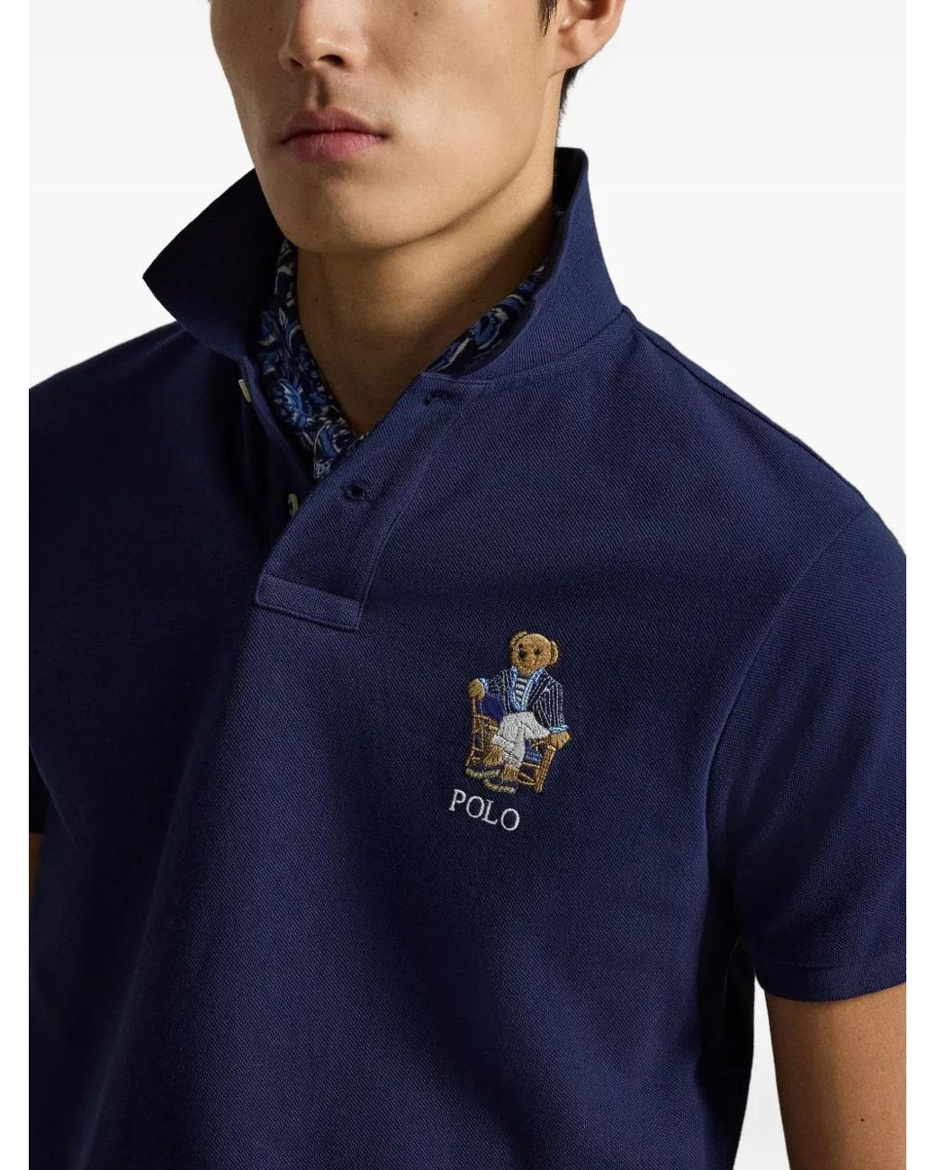 Polo Ralph Lauren Blue Bear Embroidered Polo Shirt for men