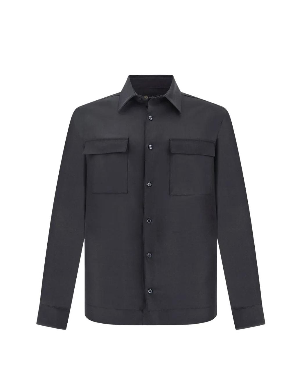Paul & Shark Blue Button-Up Chest-Pocket Overshirt for men