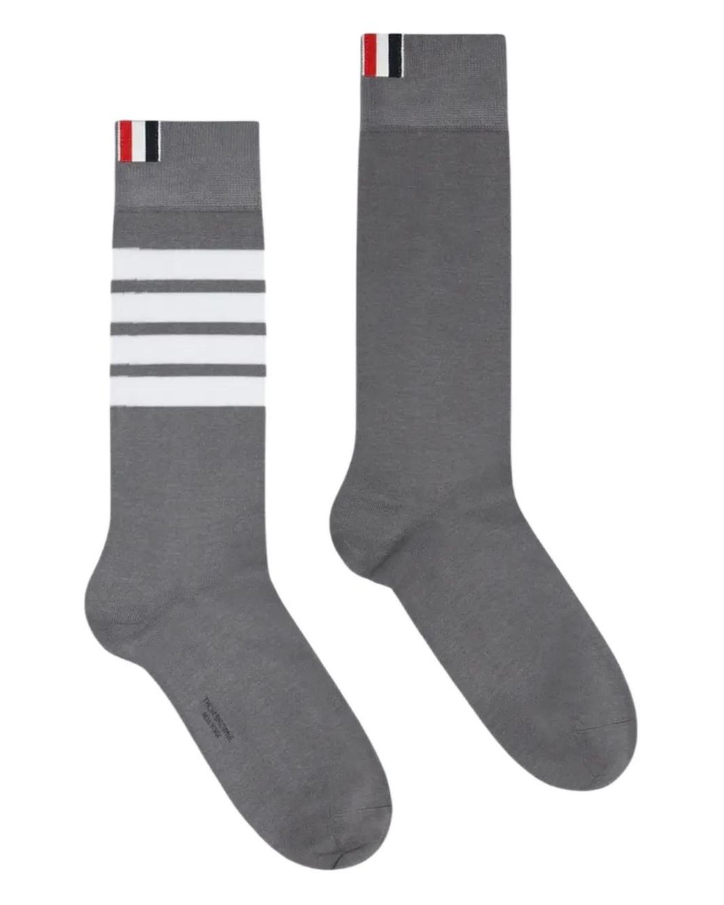 Thom Browne 4-Bar Katoenen Halfhoge Sokken in het Gray