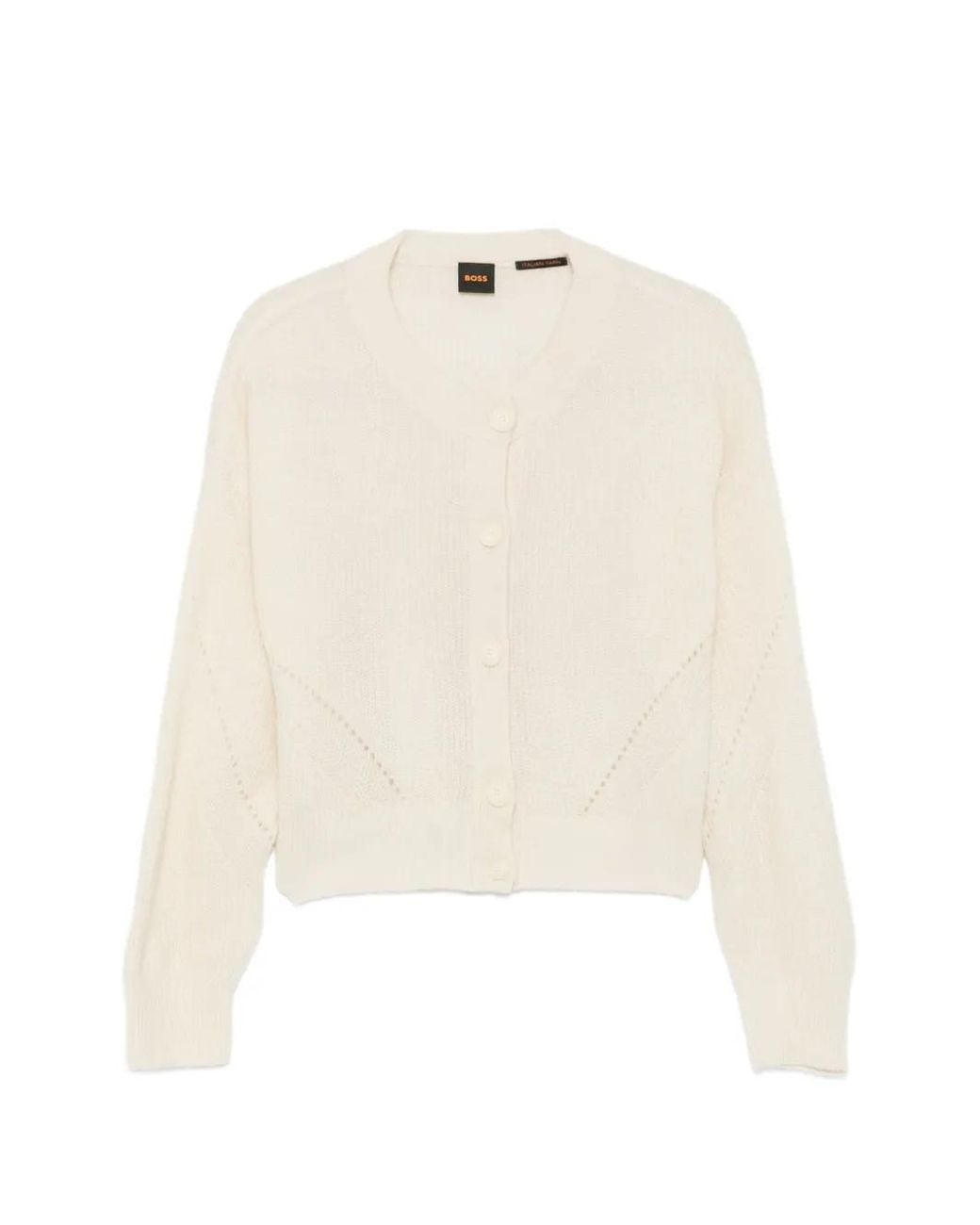 Boss White Pointelle-Knit Cardigan
