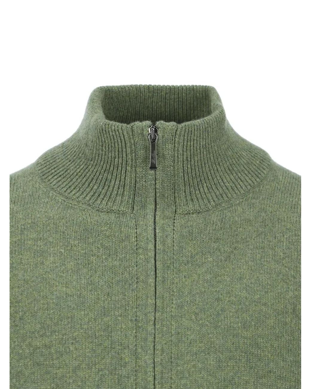 Loro Piana Green Parksville Zip-Up Cardigan for men