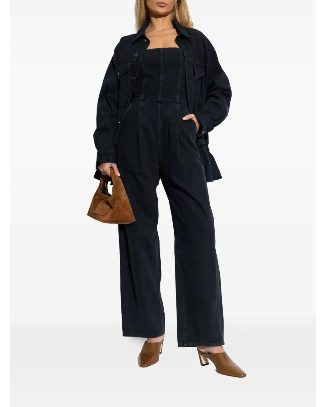 Agolde Blue Rubik Peplum Jacket