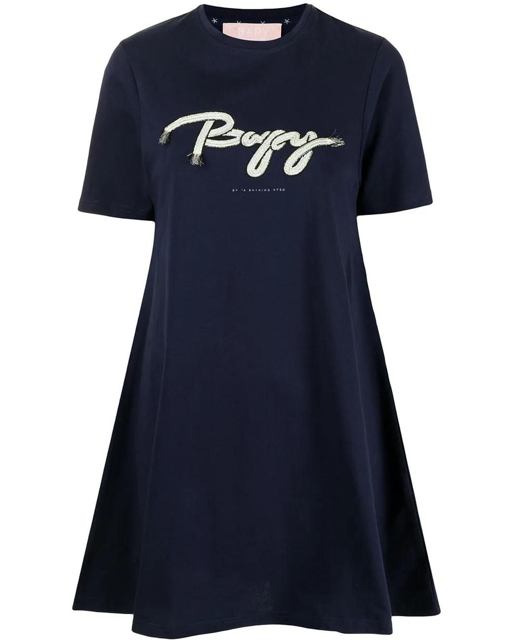 A Bathing Ape Blue Embroidered-Logo T-Shirt Dress