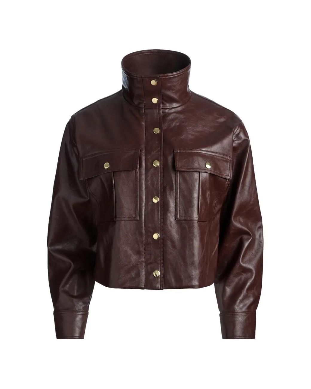 Alice + Olivia Brown James Funnel-Neck Jacket