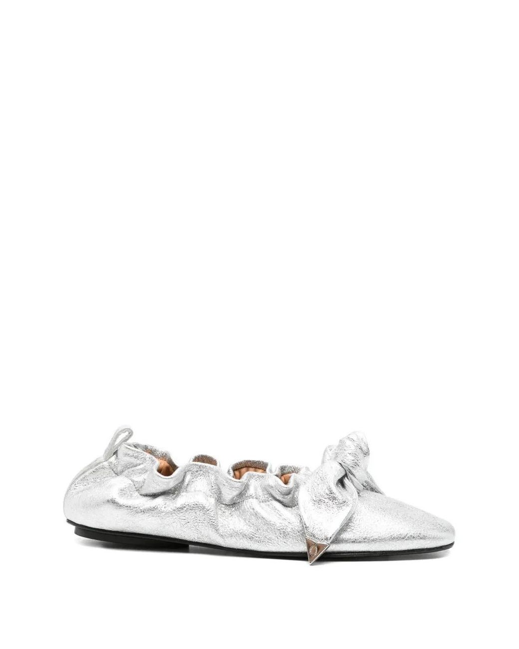 Toga White Metallic Cracked Bow Ballet Flats
