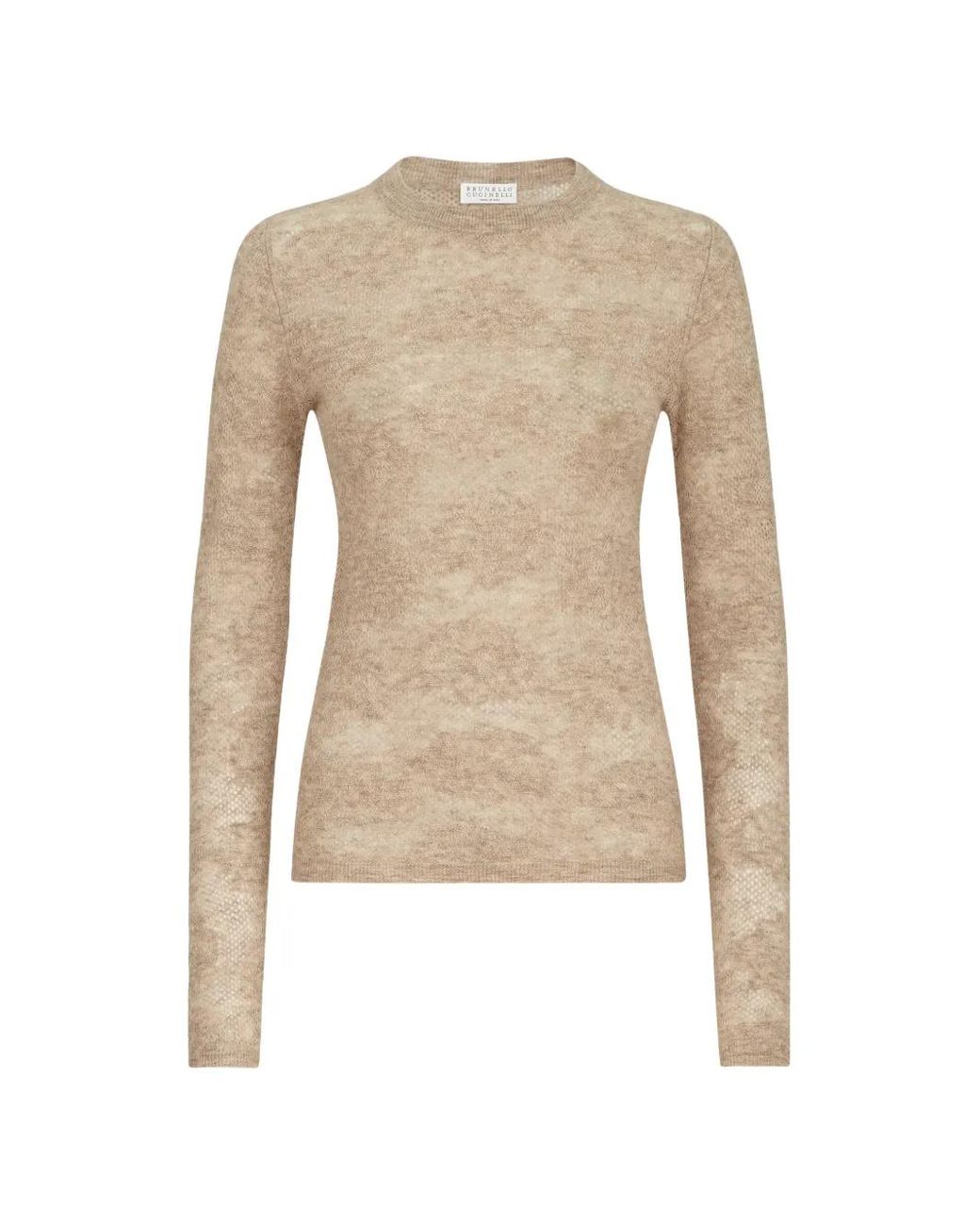 Brunello Cucinelli Natural Silk, Alpaca And Wool Flower Lace Sweater