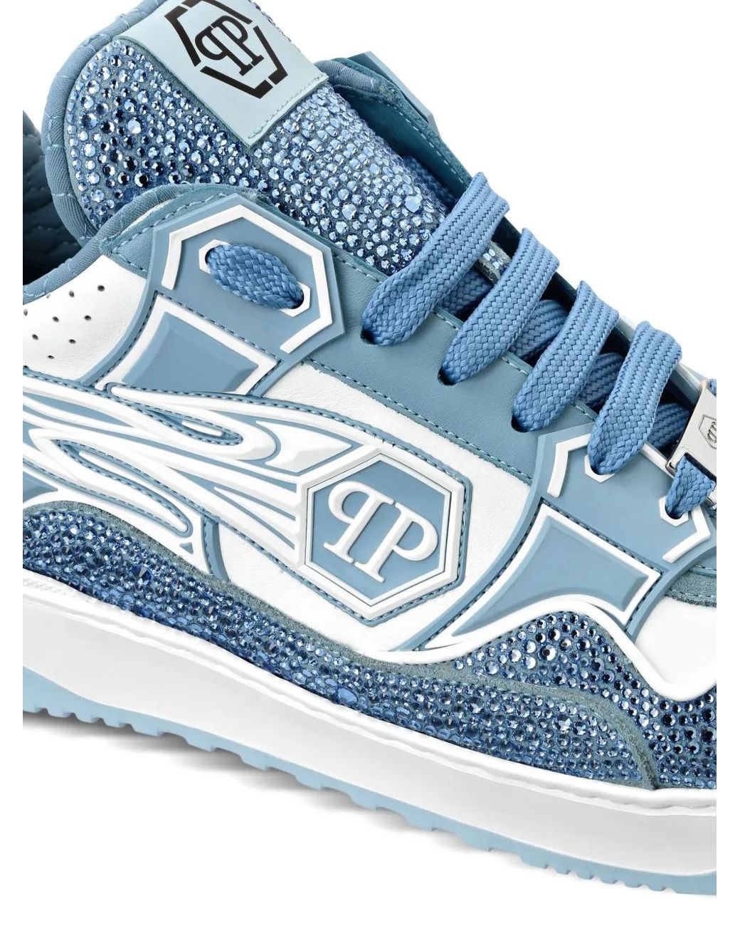 Philipp Plein Blue Leather Low-Top Sneakers Moon Walker for men