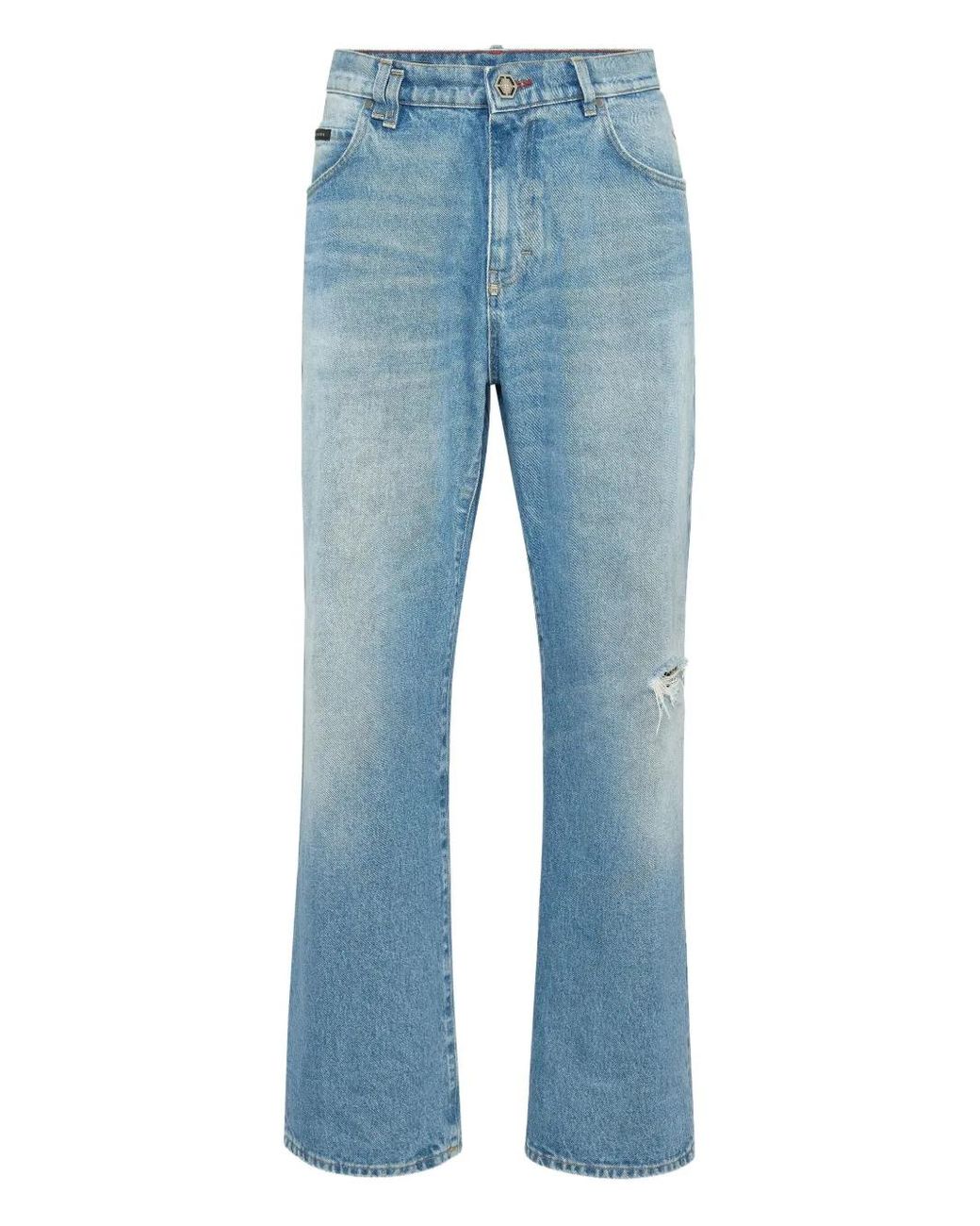 Philipp Plein Blue Logo-Patch Jeans for men