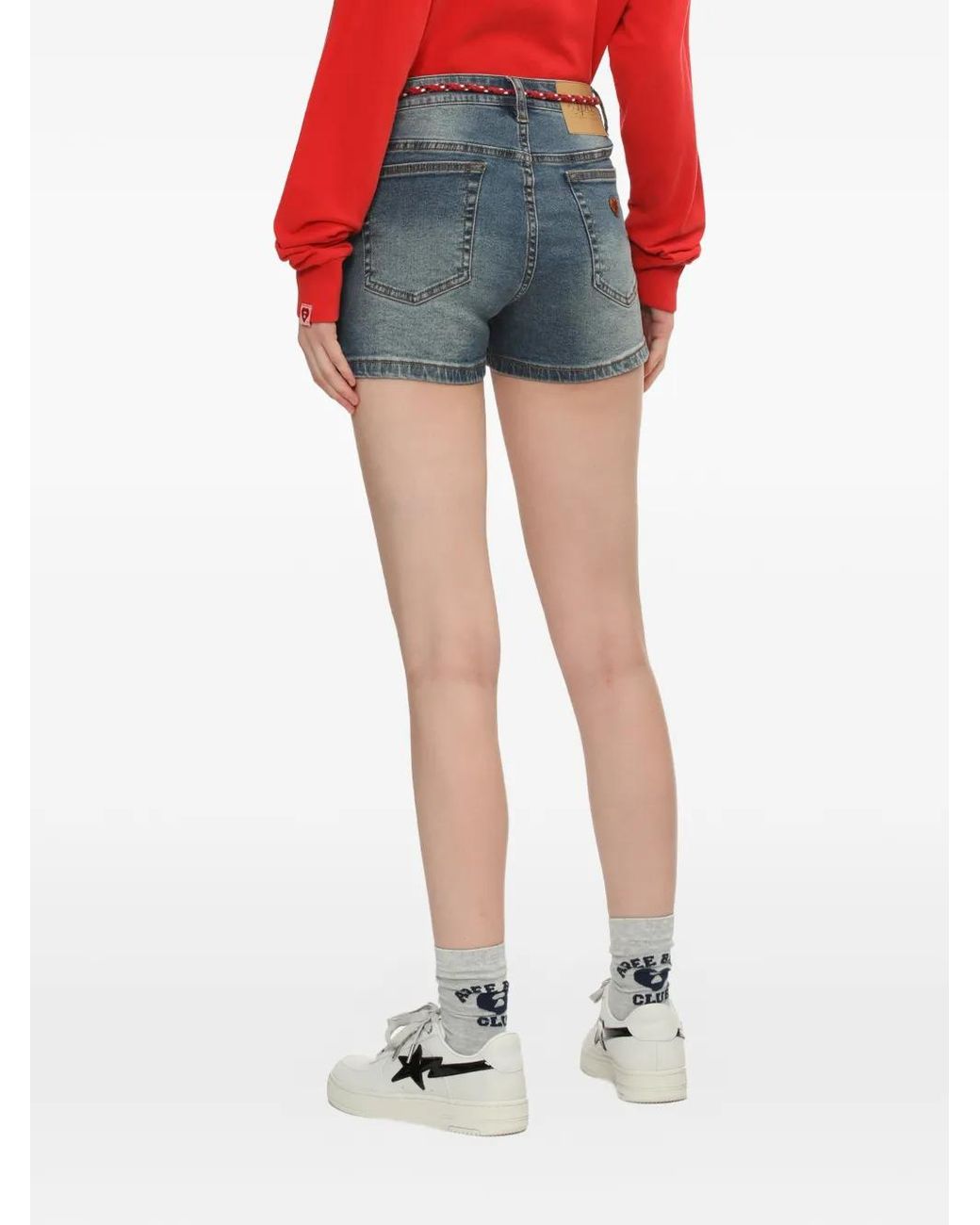 A Bathing Ape Rope-Belt Denim Shorts in Blue | Lyst UK
