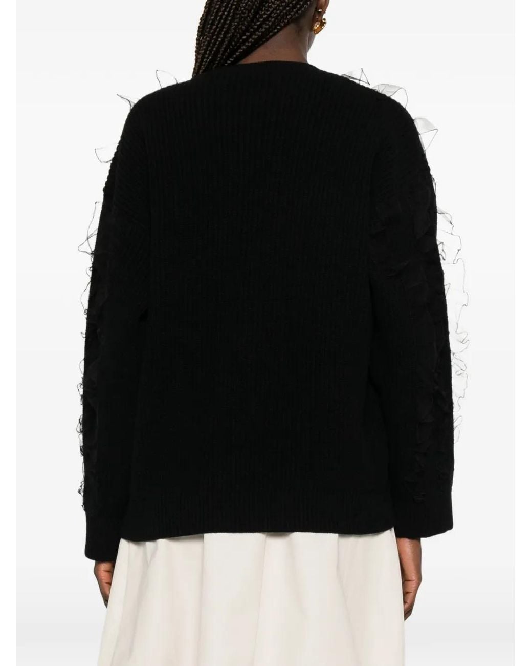 Valentino Garavani Black Embroidered Wool Sweater