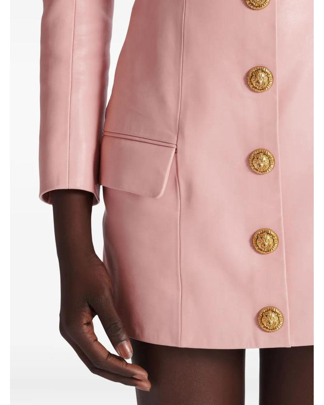 Balmain Pink Buttoned Mini Skirt