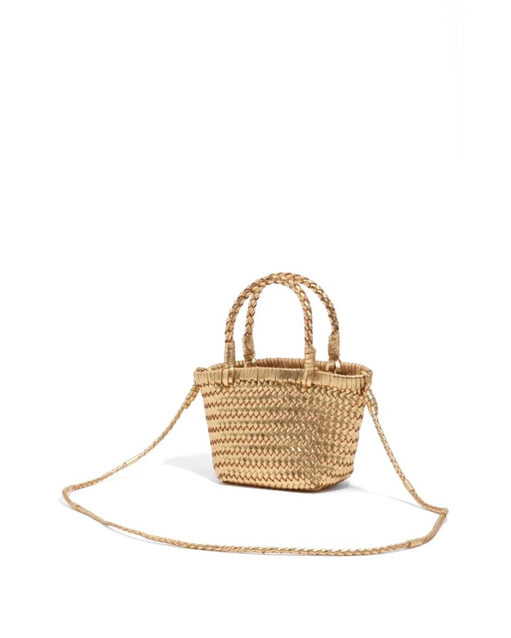 Bimba Y Lola Metallic Mini Woven Top-Handles Leather Tote Bag