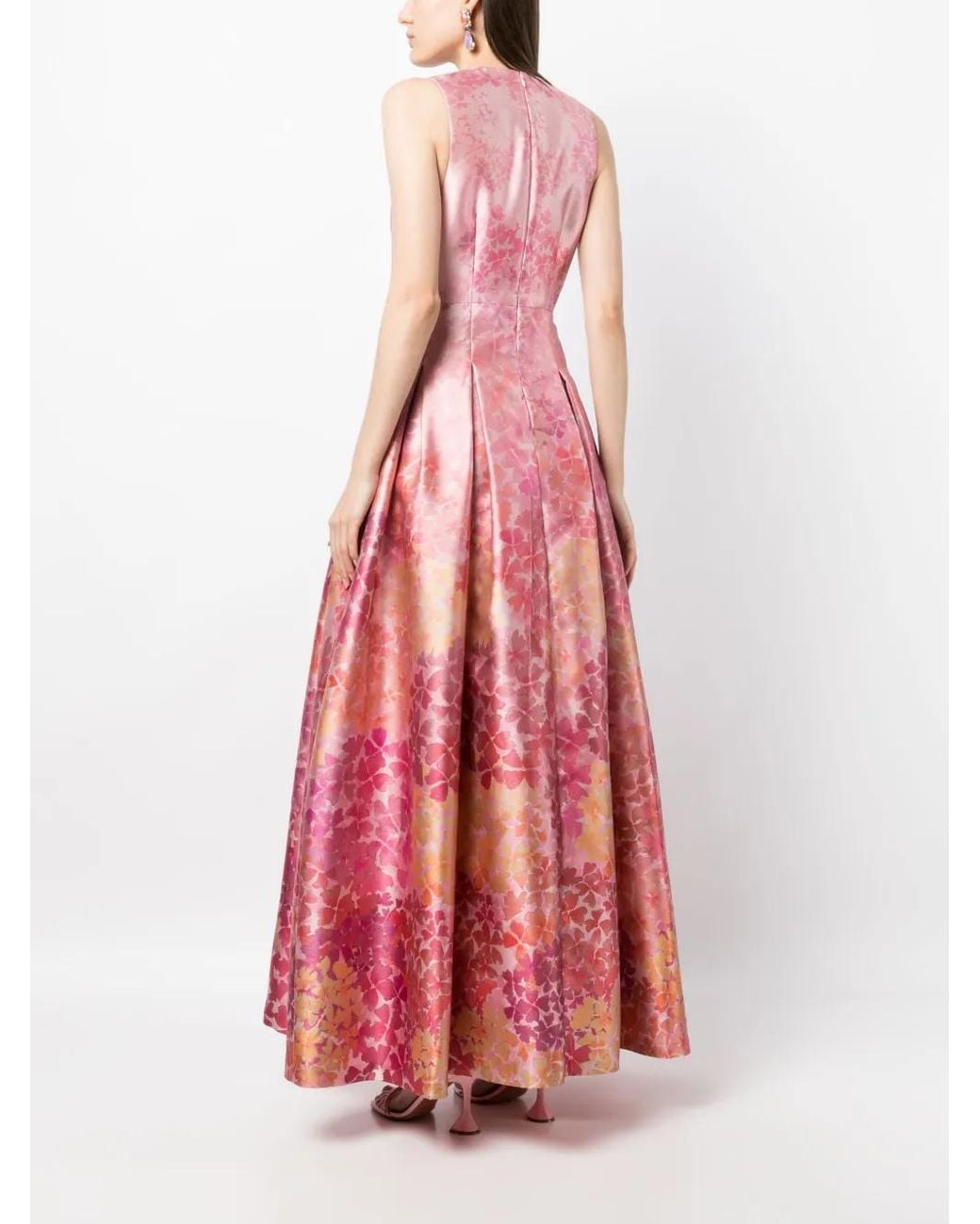 Sachin & Babi Red Brooke Gown Abstract-Print Dress