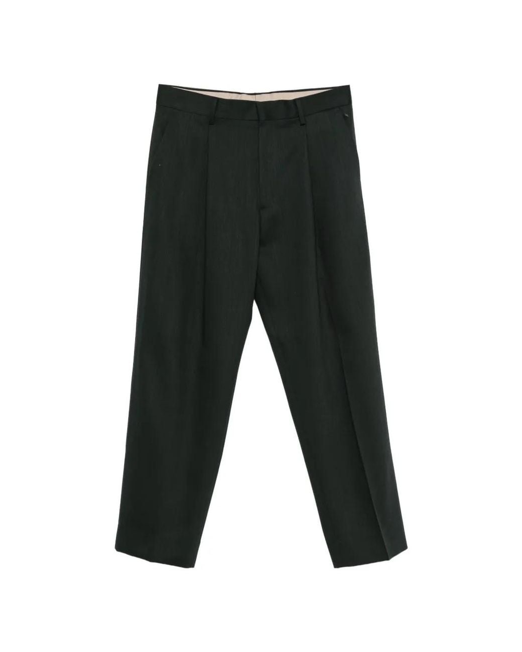 Costumein Black Vincent Pleated Straight-Leg Trousers for men