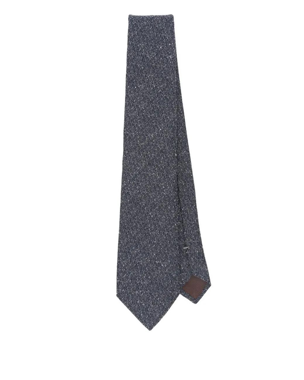 Canali Blue Speckled Silk-Wool Tie for men