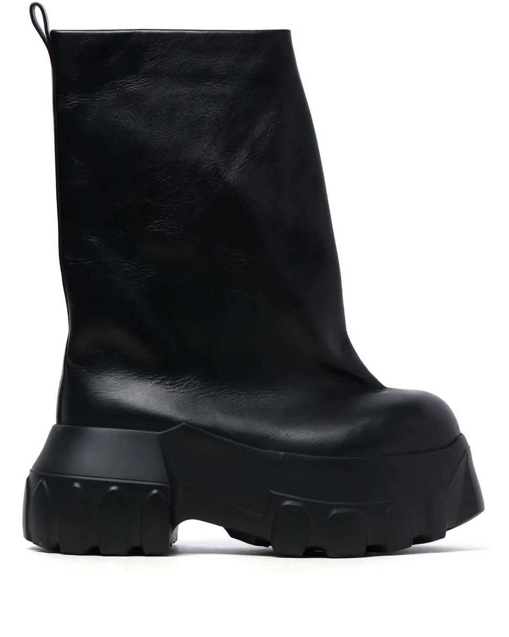 Rick Owens Black Mid-Calf Leather Boots for men