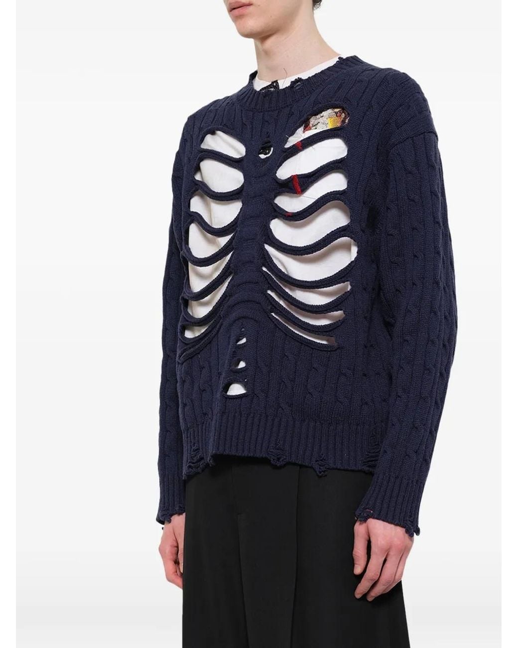 Doublet Blue Cable-Knit Sweater for men