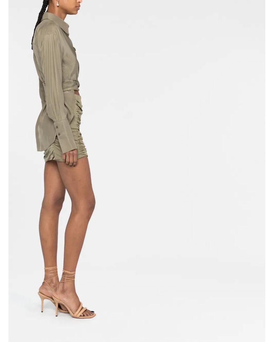 GAUGE81 Natural Ruched Mini Skirt