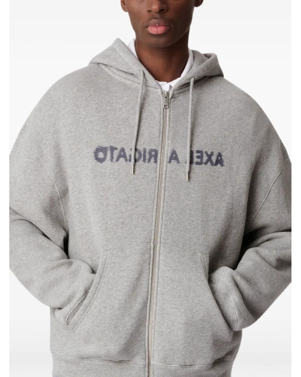 Axel Arigato Gray Rhys Logo-Embroidered Zip-Up Hoodie for men