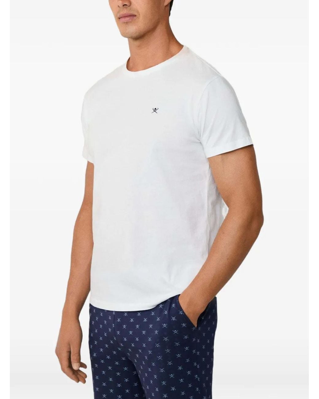 Hackett White Embroidered-Logo T-Shirt for men