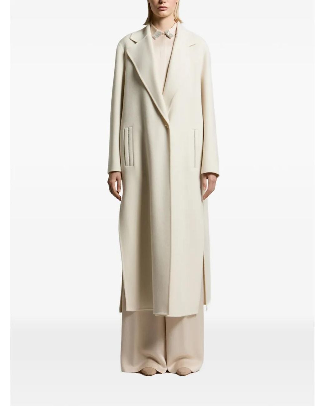 Peserico Natural Notched-Lapel Side-Slit Coat