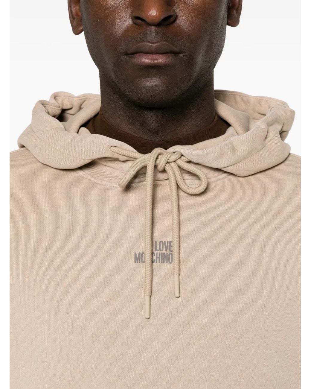 Love Moschino Natural Logo-Print Pouch-Pocket Hoodie for men