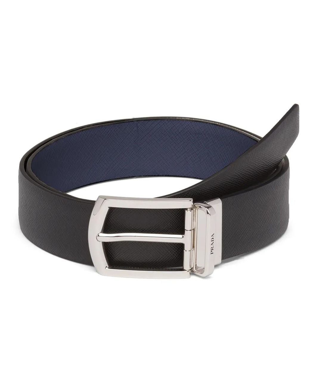 Prada Blue Reversible Leather Belt for men