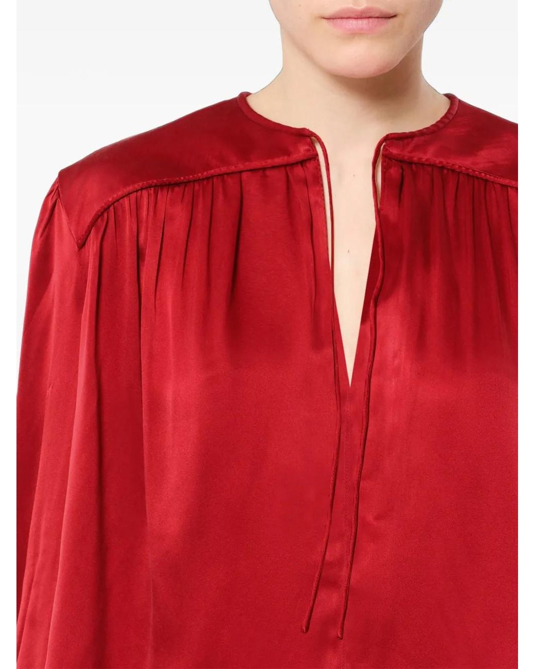 Isabel Marant Red Blouse Fluide Laraya En Satin De Soie