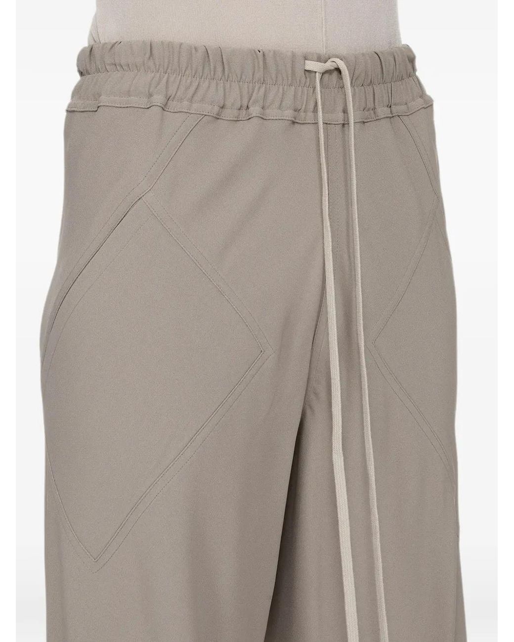 Rick Owens Gray Drawstring Wide-Leg Trousers