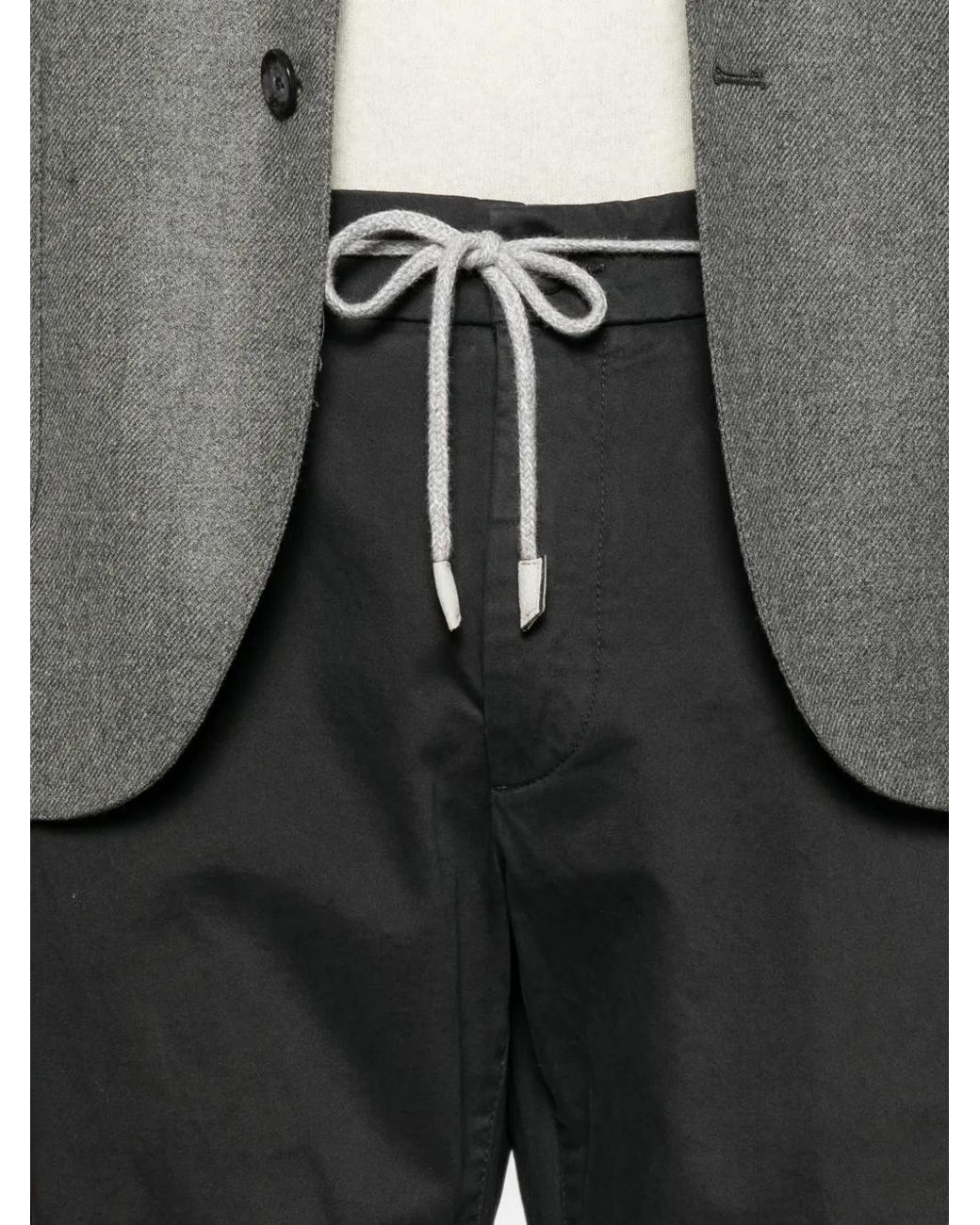 Eleventy Black Drawstring Straight-Leg Trousers for men
