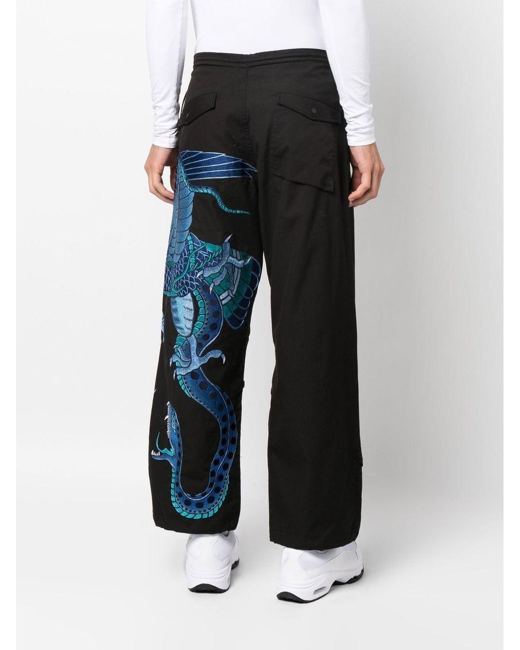 パンツ Maharishi Blue Dragon Trousers Maharishi Dragon-print Straight Trousers in Blue for Men