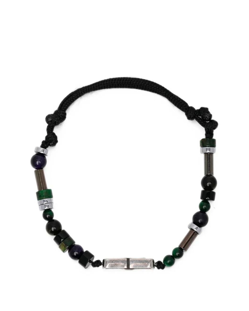 Balenciaga Black Bb Icon Beads Bracelet for men
