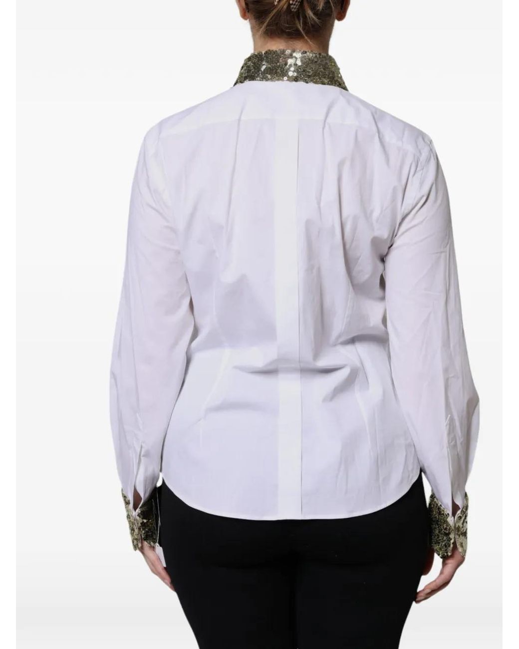 Dolce & Gabbana White Sequin-Embellished Shirt