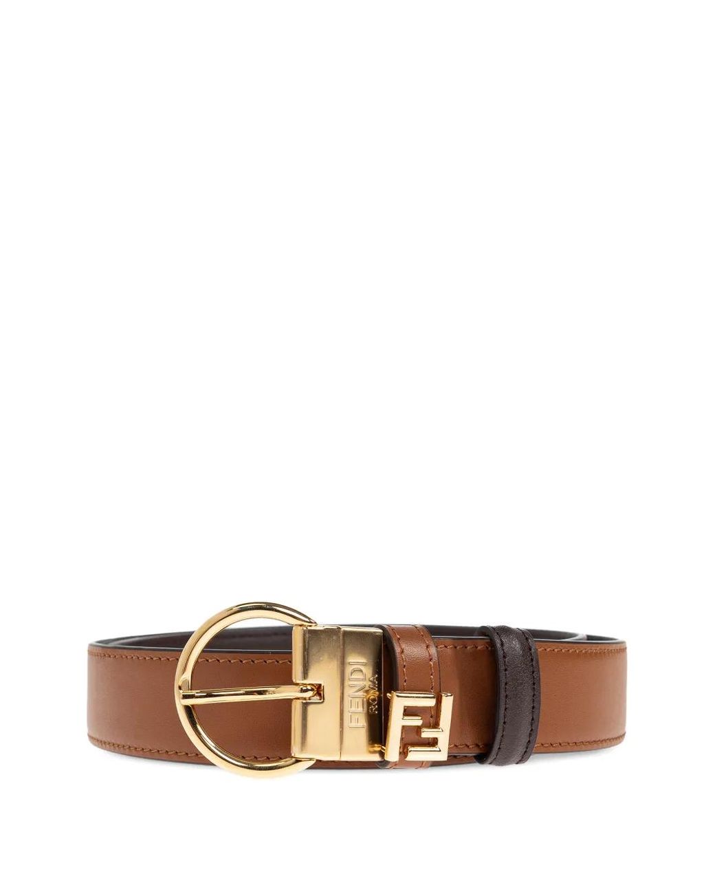 Fendi White Rever Belt Chocolate