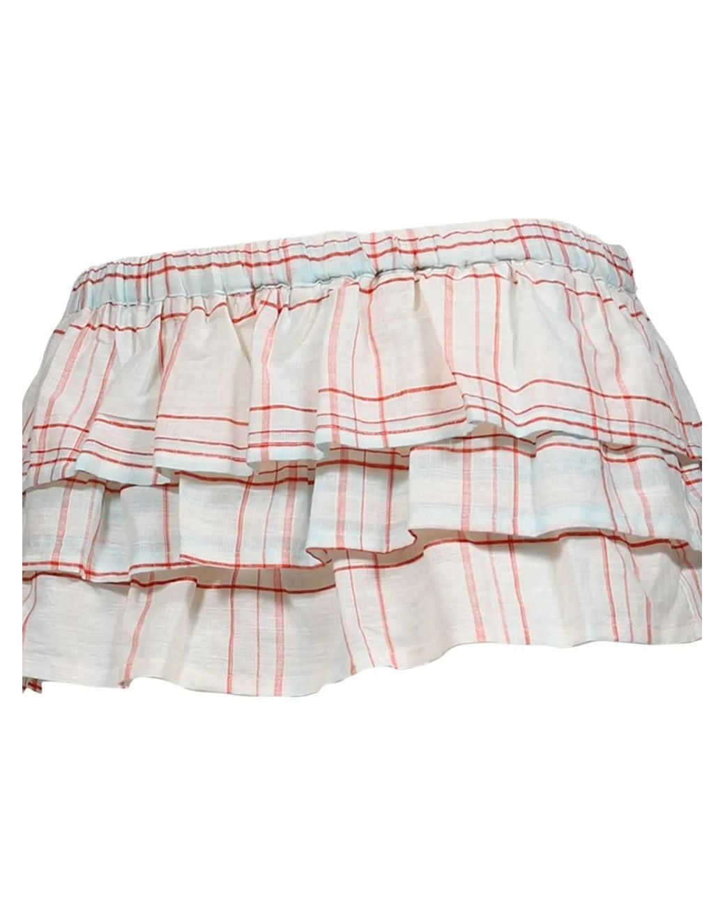 GIMAGUAS White Jardin Check-Pattern Tiered Shorts
