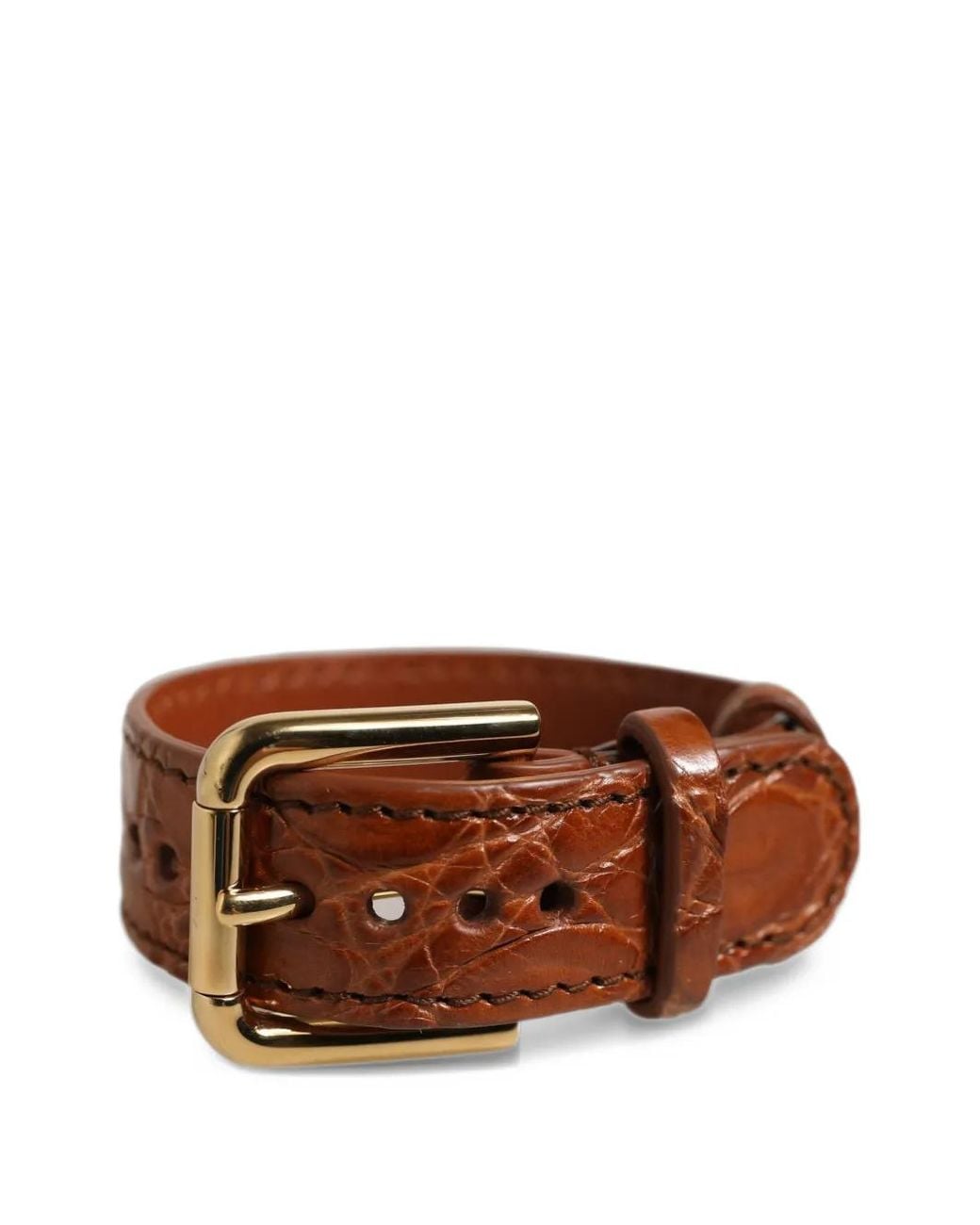Dolce & Gabbana Brown Crocodile-Effect Buckled Bracelet