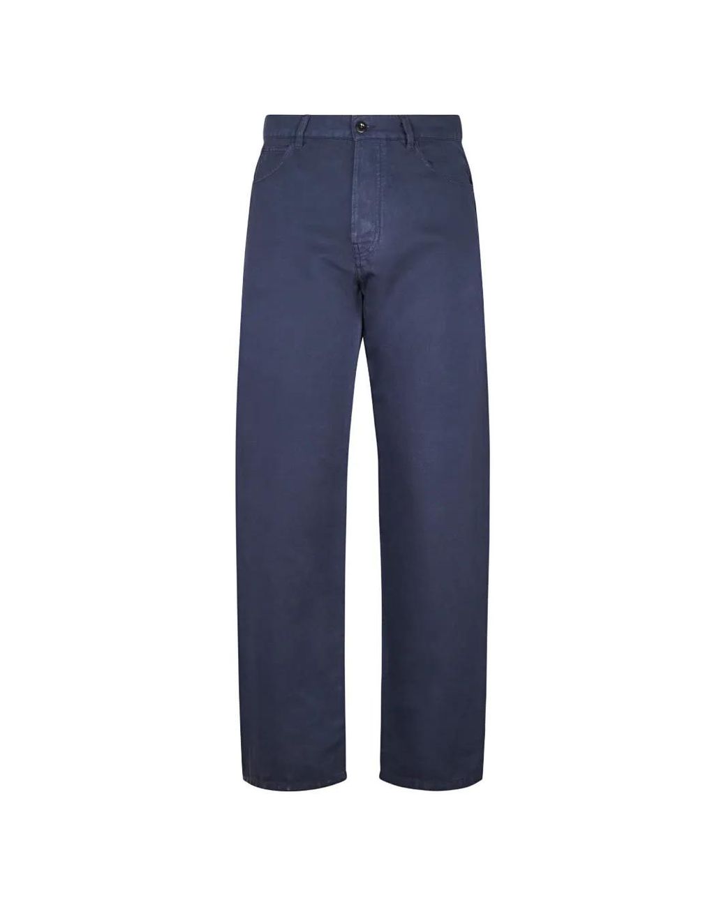 C P Company Blue Cotton/Linen No Side Seams Trousers for men