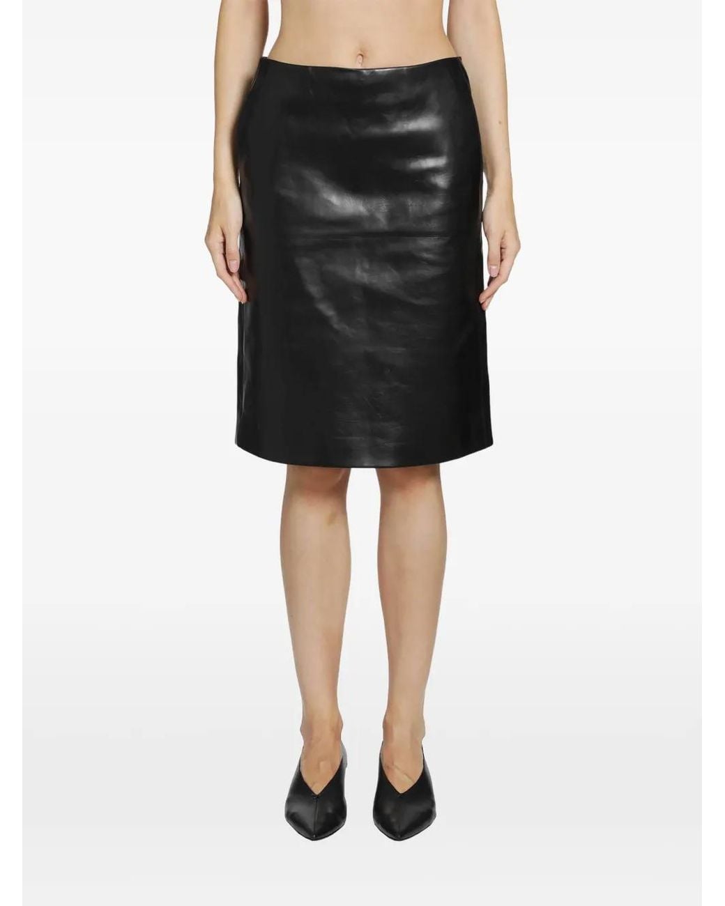 Jil Sander Black Leather Skirt