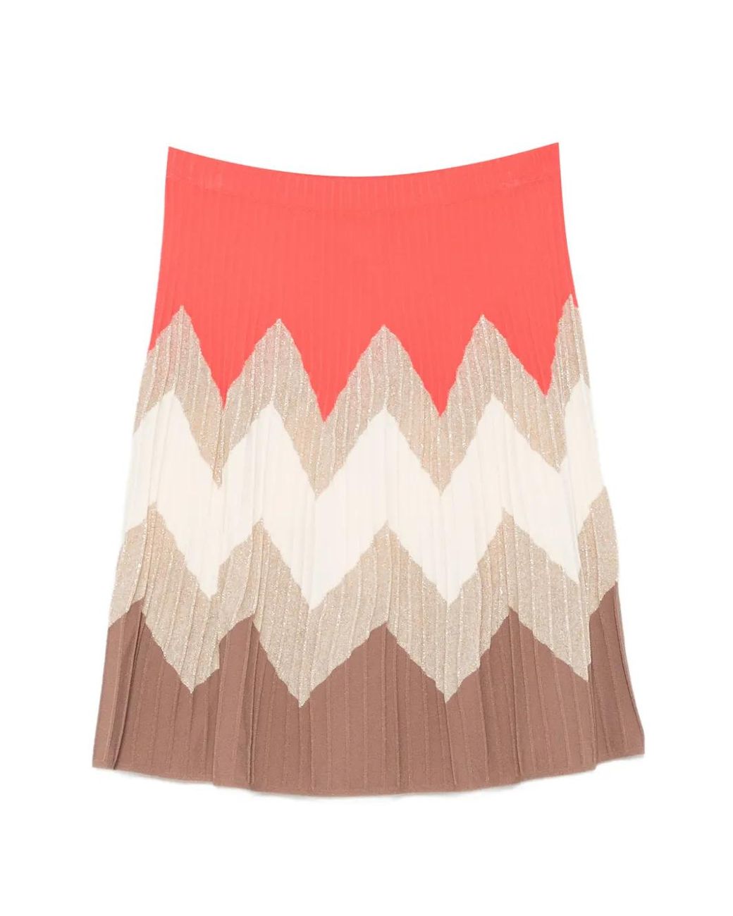 D.exterior Pink Chevron-Knit Pleated Skirt