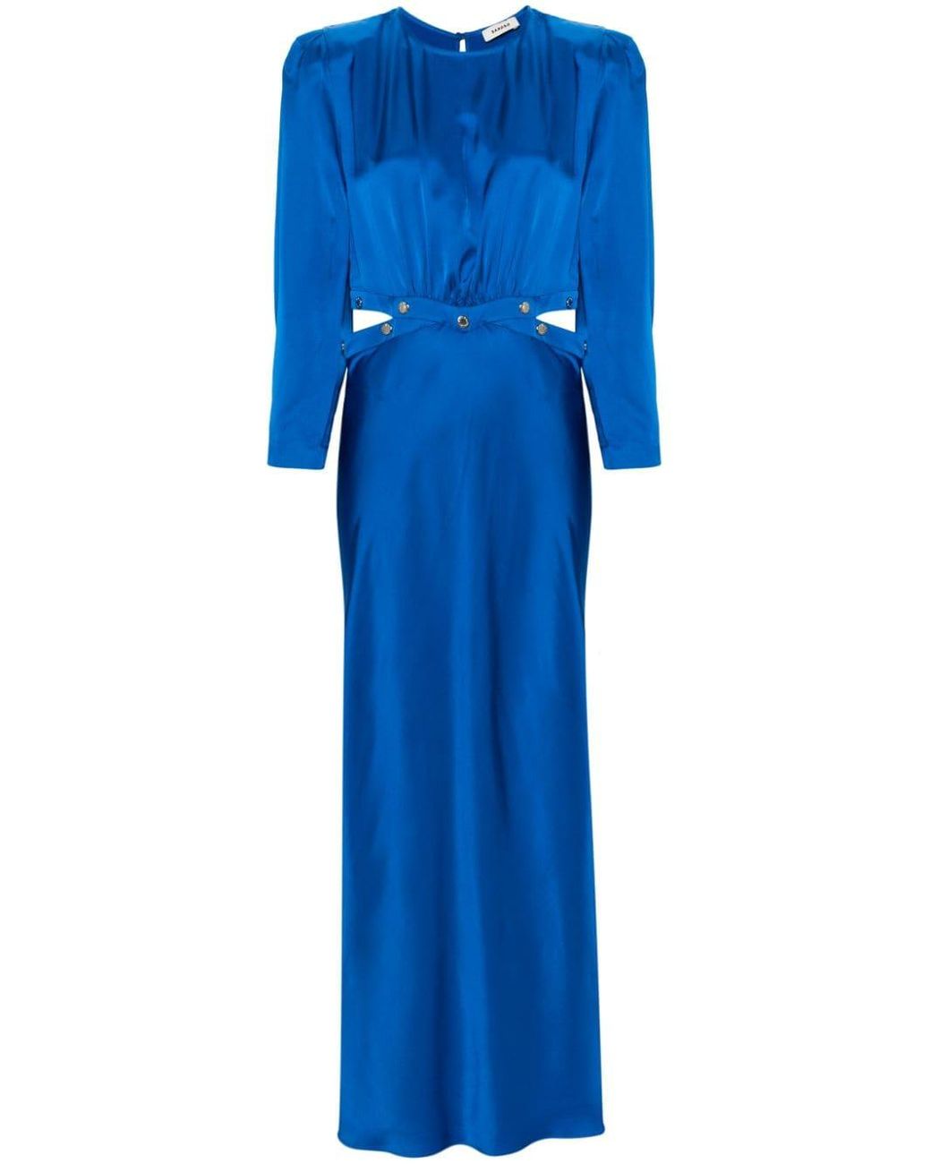 Sandro Satin-Finish Maxi Dress in Blue | Lyst
