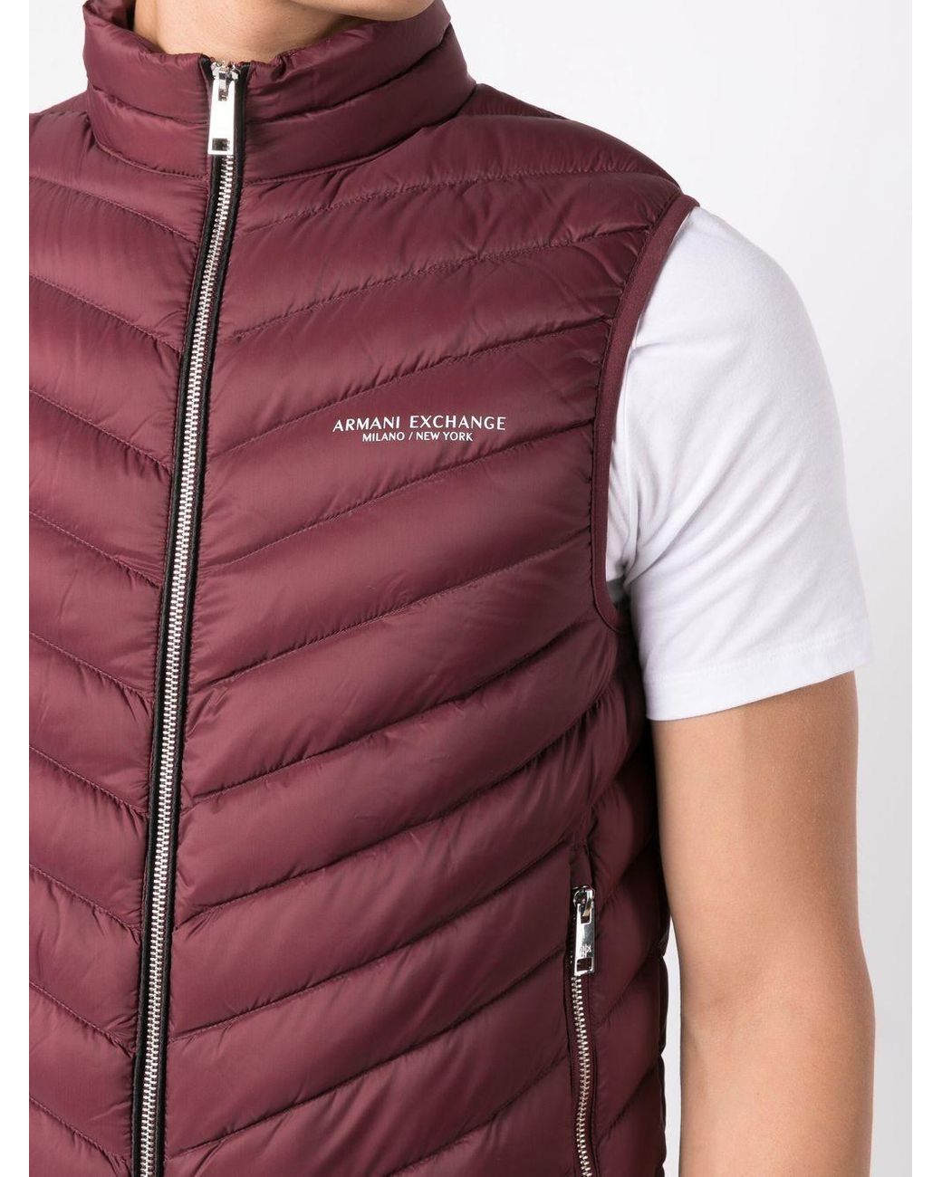 Armani Exchange Logo-print Padded Gilet in Red for Men | Lyst