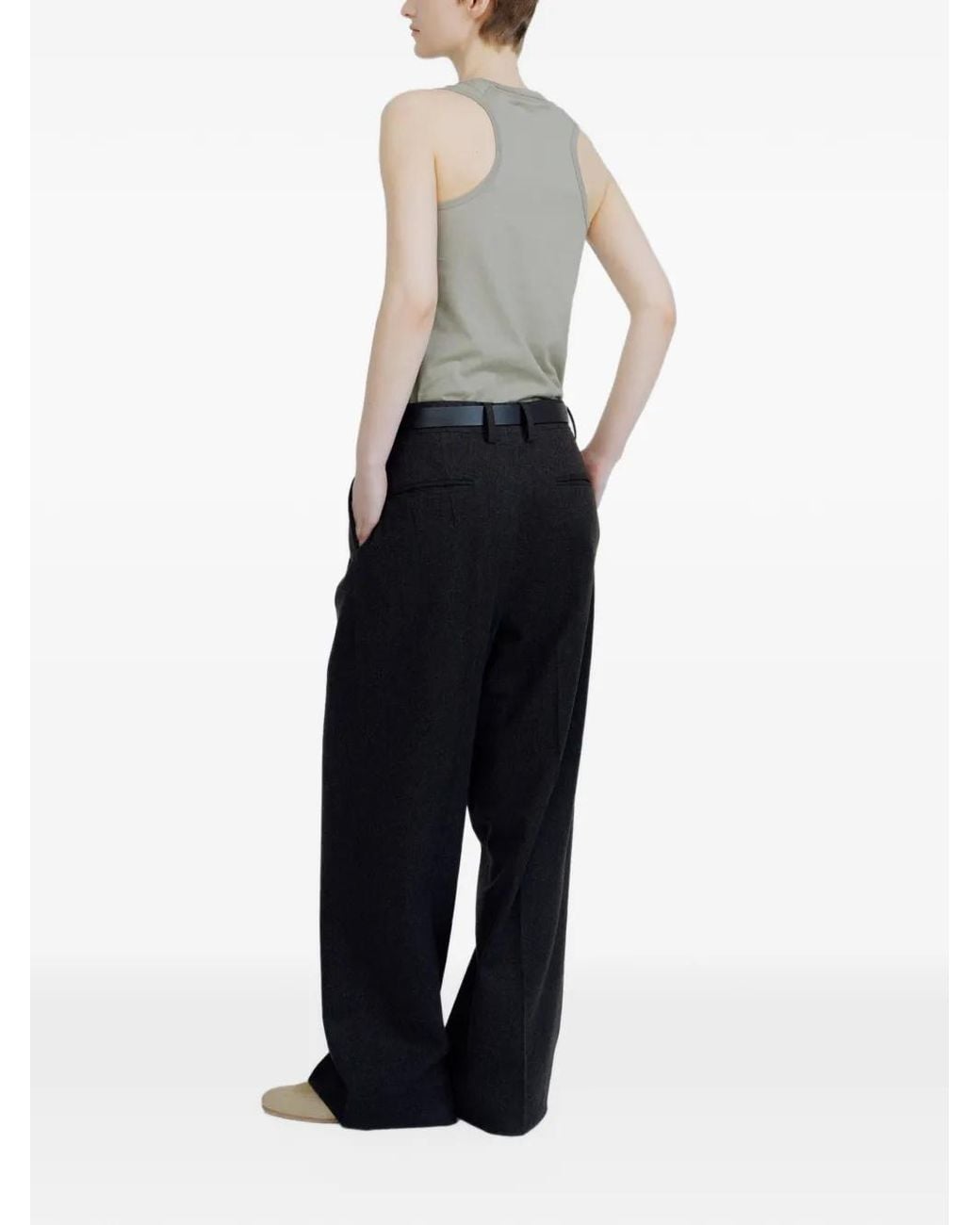 Ssstein Gray Pleated Wool Trousers